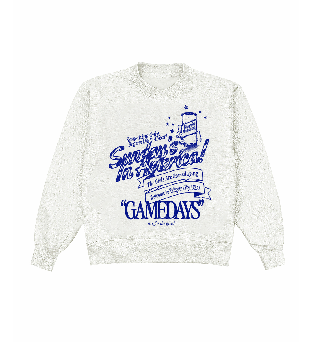 Sunday's In America Blue Heather Crewneck