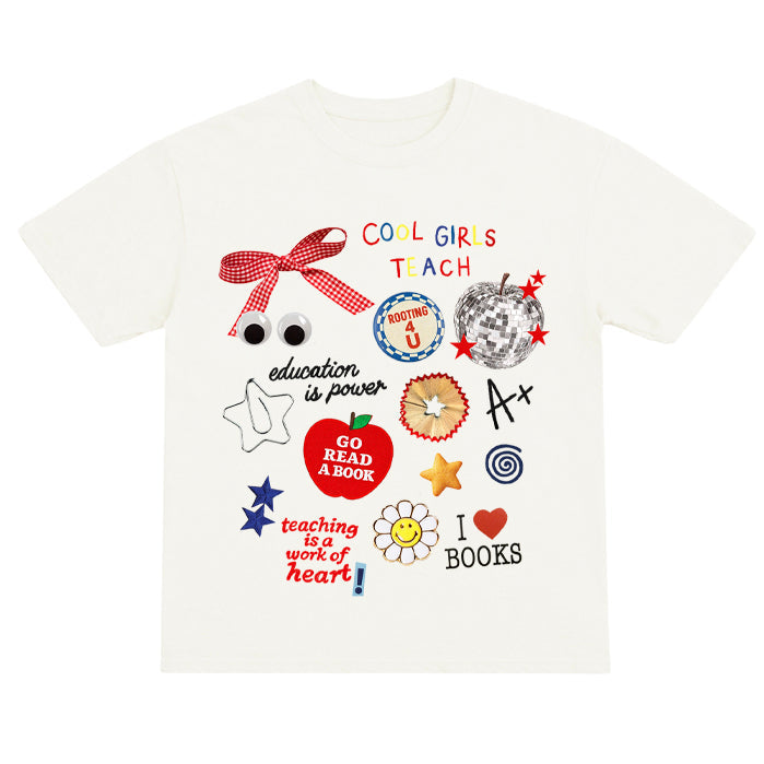 トップス theredthread S print tops charm Teachers Charms Tee – Shop Kristin Jones