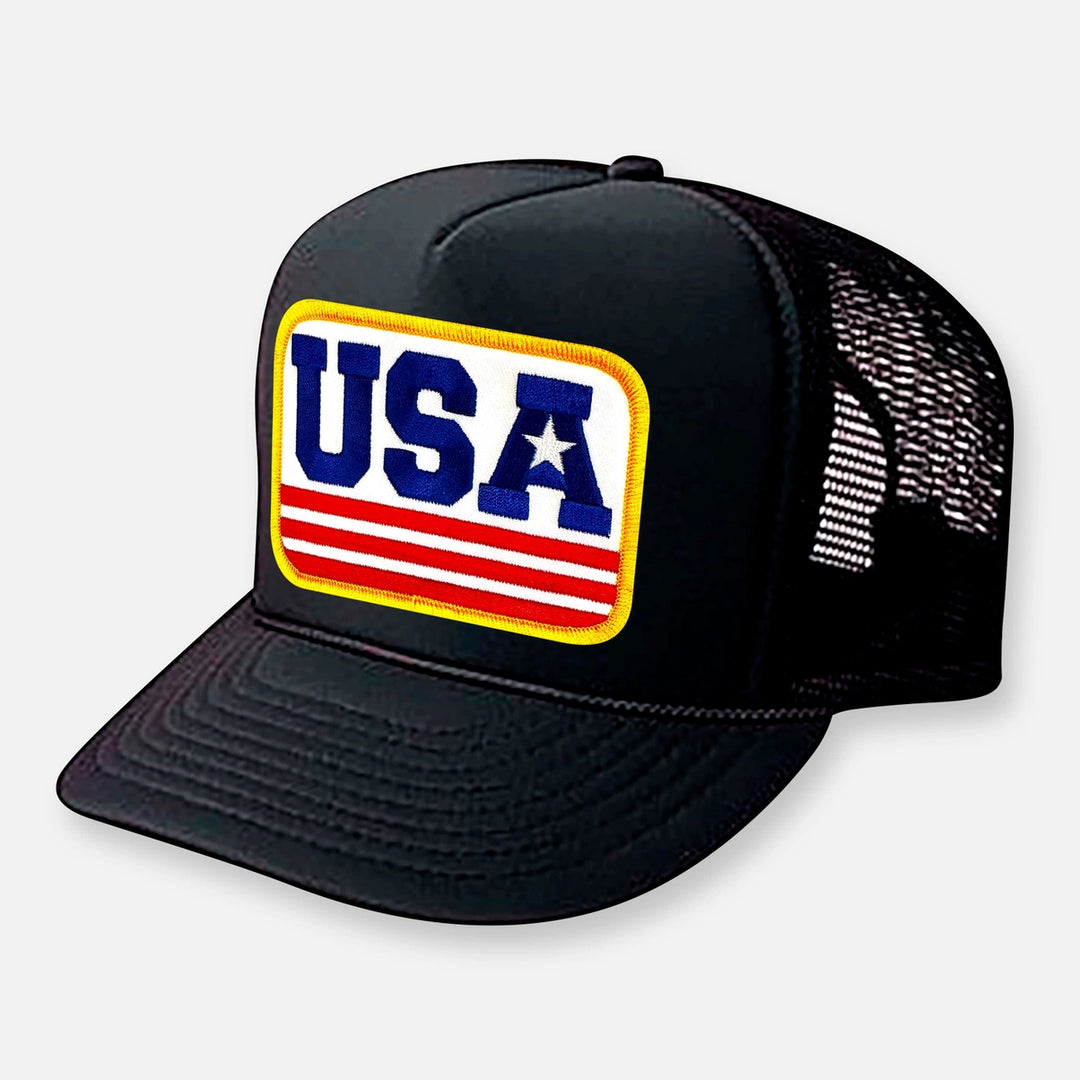 USA Badge Black Trucker Hat