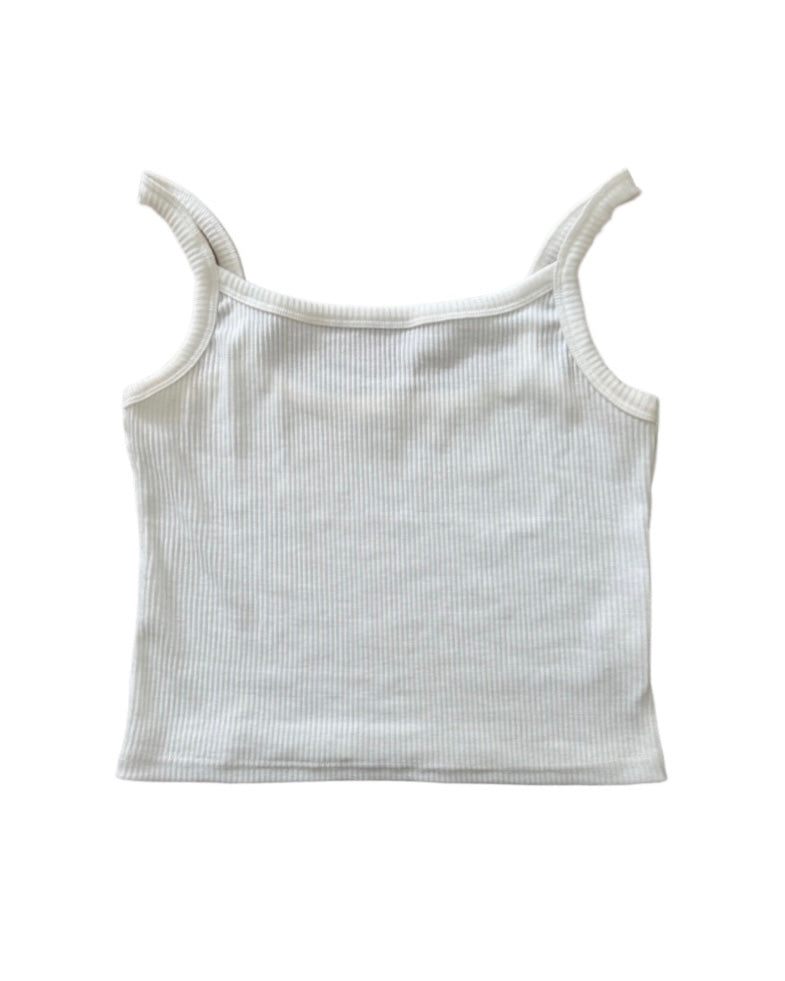 Ribbed Cropped Tank White