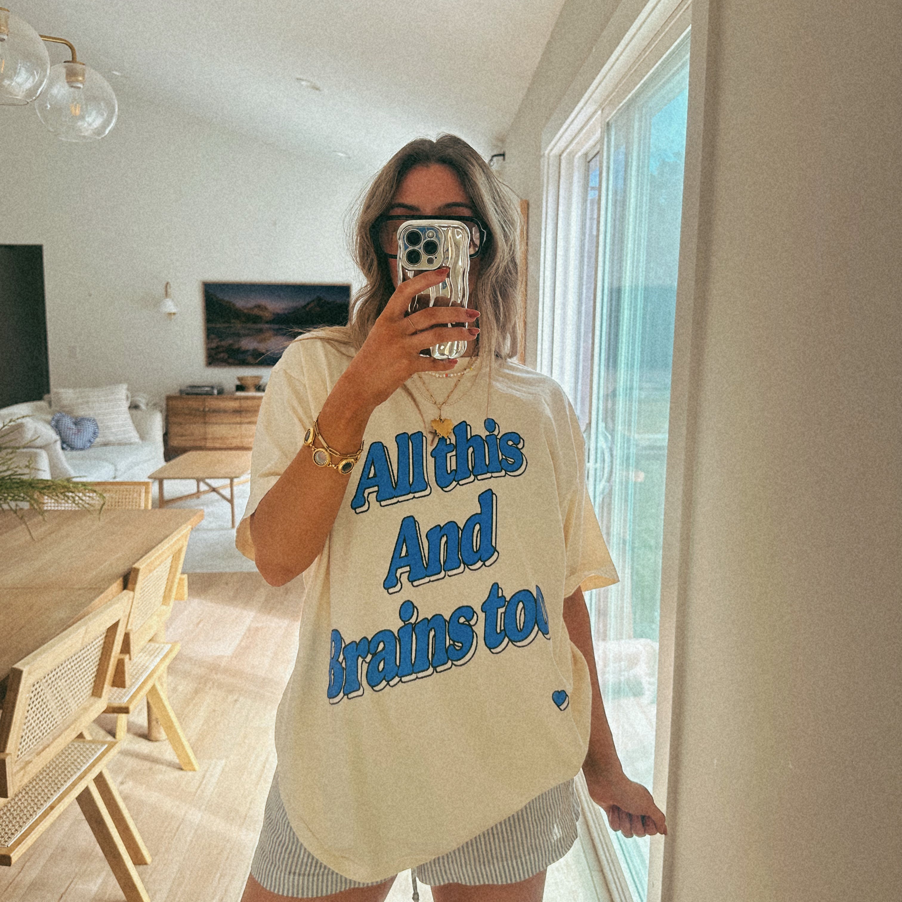 All This And Brains Too Blue Tee