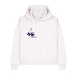 White hoodie with a graphic design on a white background