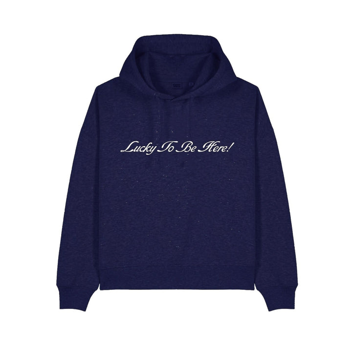 Navy blue hoodie with &
