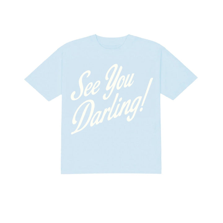 Light blue t-shirt with 'See You Darling!' text on a white background