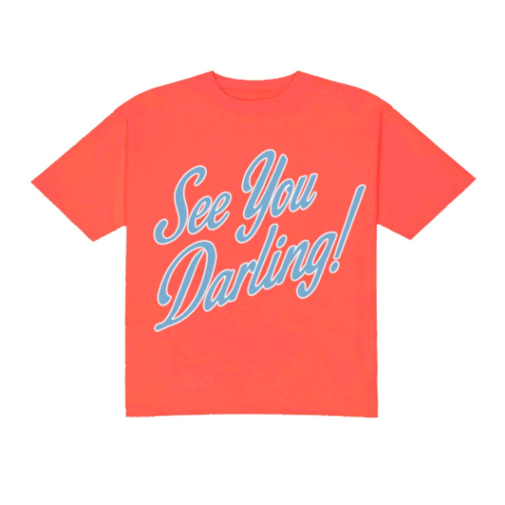 Coral t-shirt with 'See You Darling!' text on a white background
