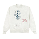 White sweatshirt with graphic design on a white background