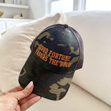 Good Fortune Favors The Bold Camo Hat
